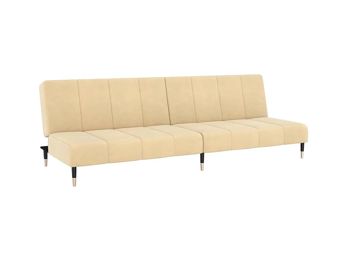 Cremefarbenes 2-Sitzer-Schlafsofa aus Samt