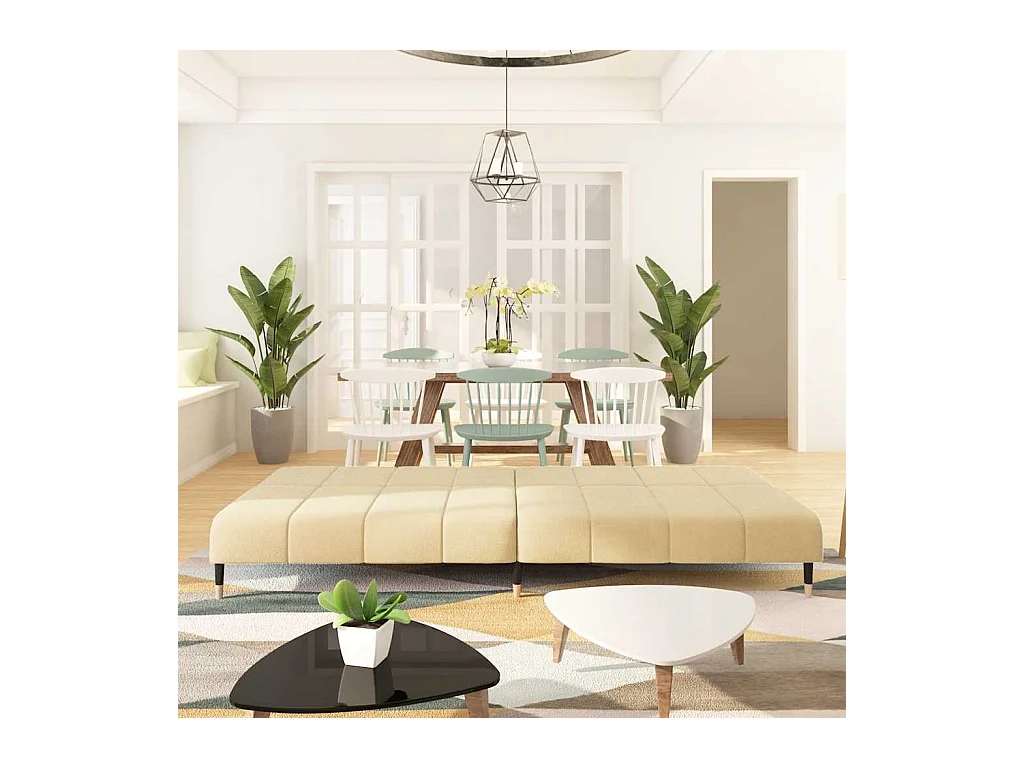 Cremefarbenes 2-Sitzer-Schlafsofa aus Samt