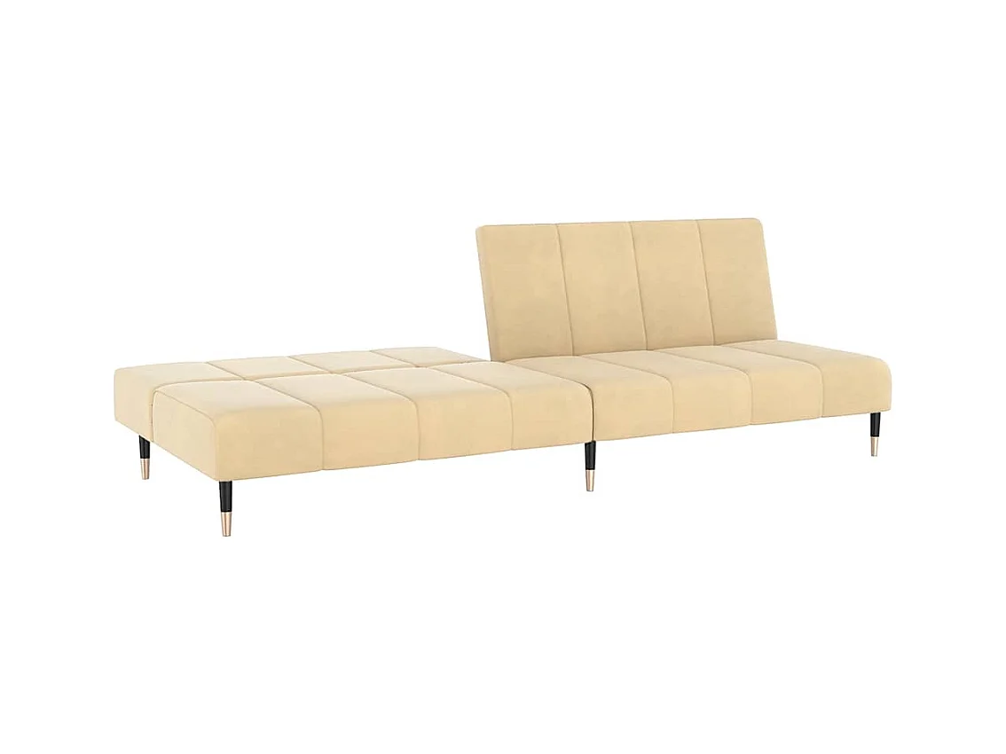 Cremefarbenes 2-Sitzer-Schlafsofa aus Samt