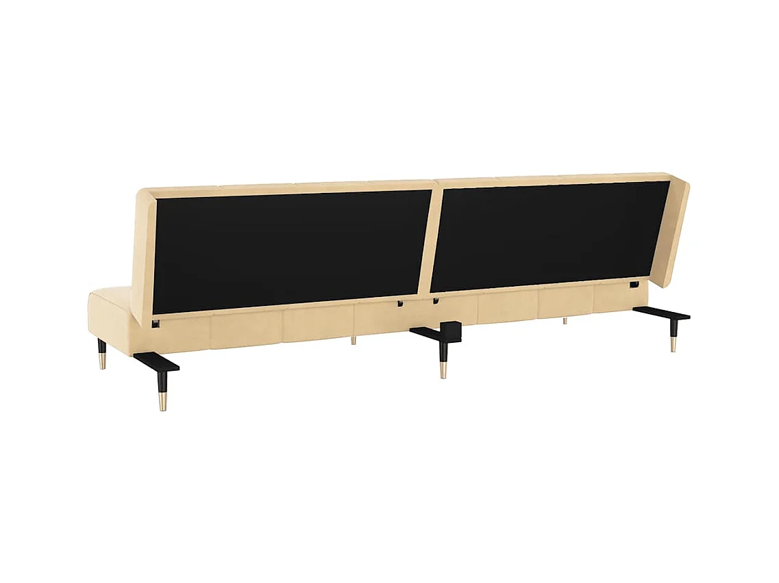 Cremefarbenes 2-Sitzer-Schlafsofa aus Samt