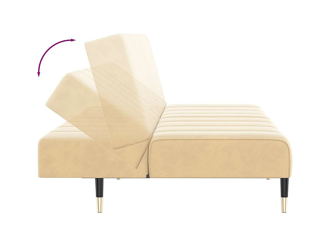 Cremefarbenes 2-Sitzer-Schlafsofa aus Samt