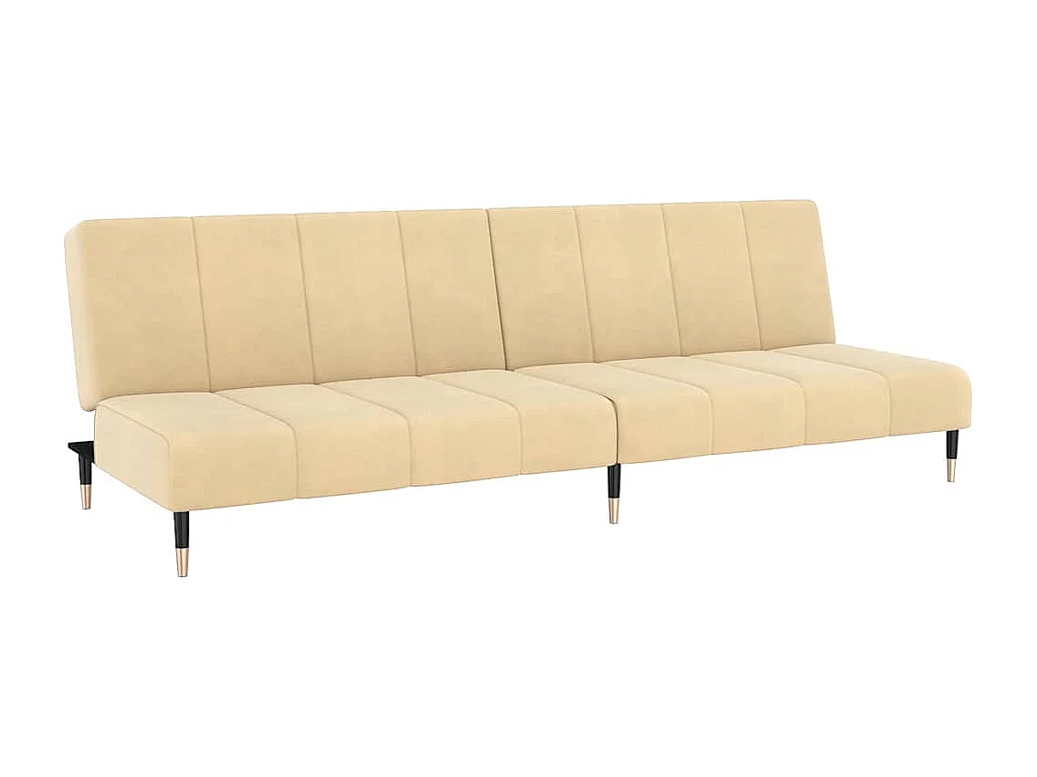 Canapé-lit à 2 places crème velours