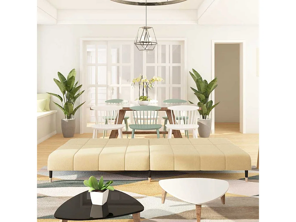 Canapé-lit à 2 places crème velours