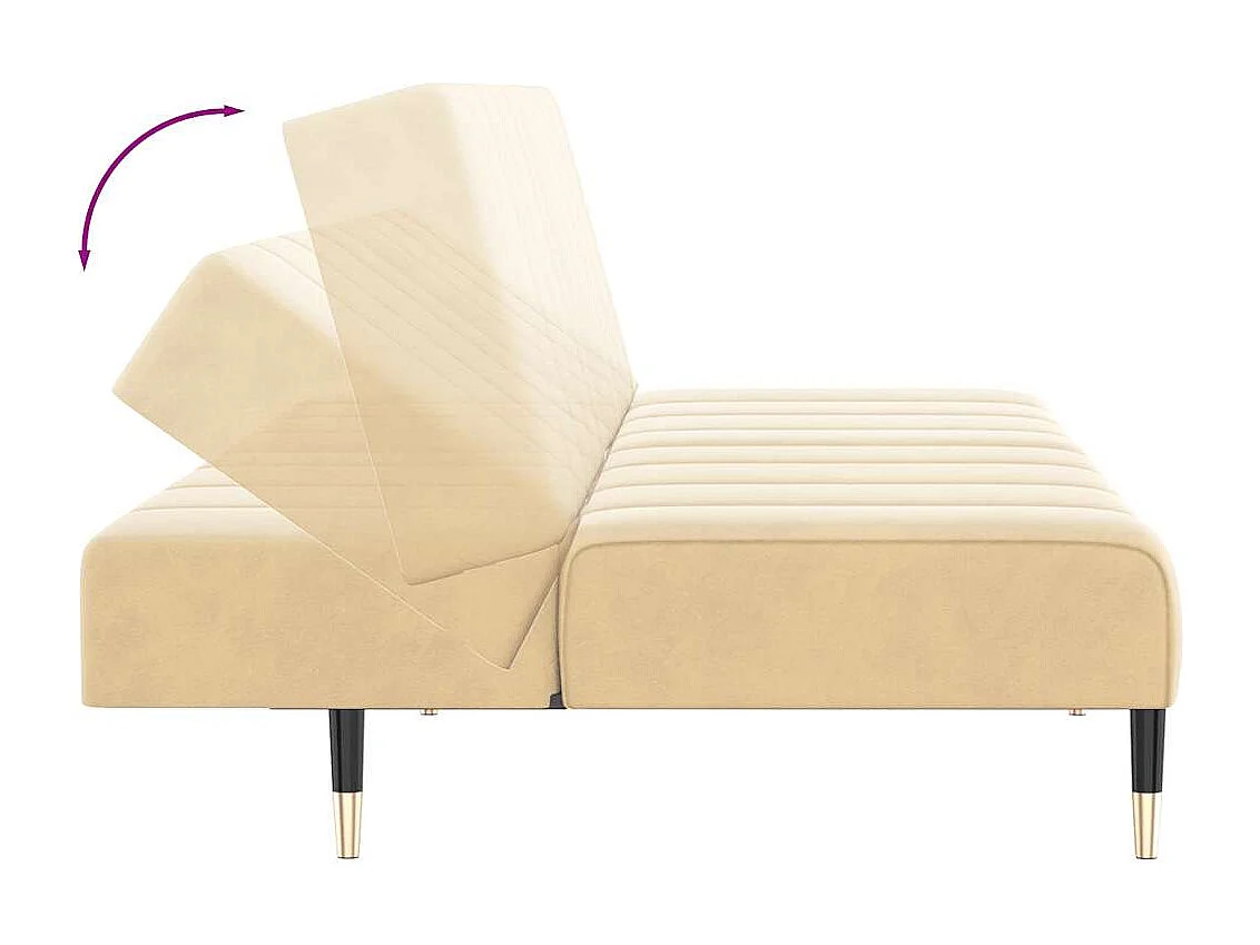 Canapé-lit à 2 places crème velours