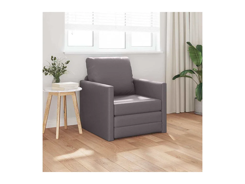 Divano letto da terra con cuscino grigio 74 x 77 x 81 cm in similpelle