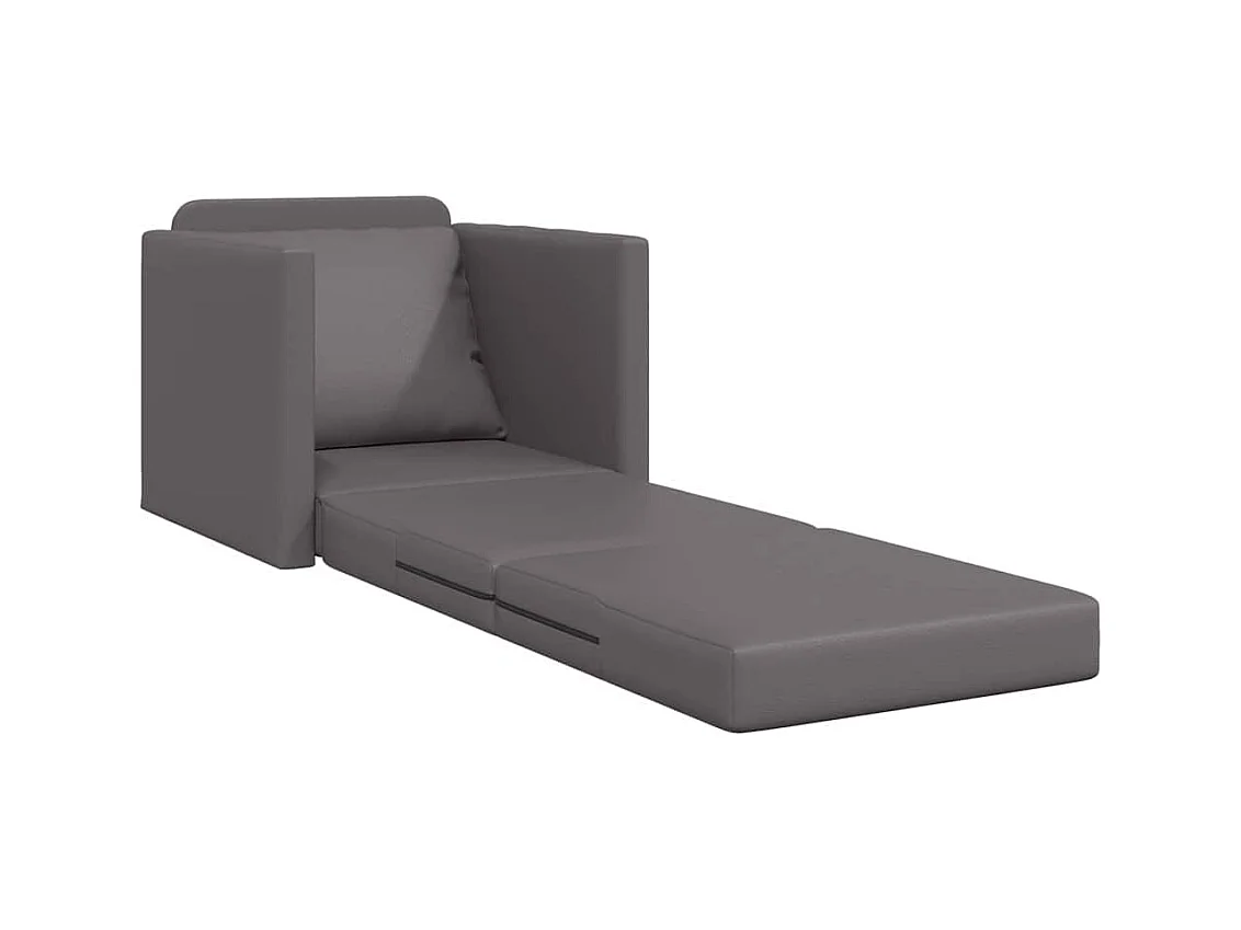 Divano letto da terra con cuscino grigio 74 x 77 x 81 cm in similpelle