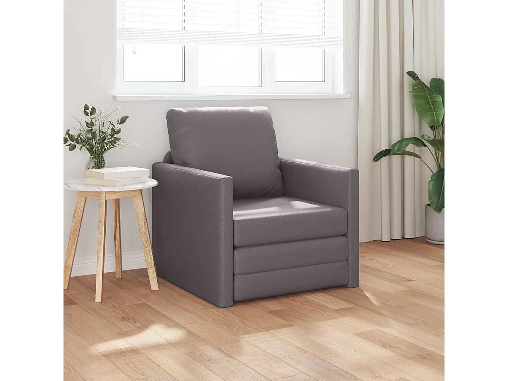 Sofa Lit de Sol avec coussin Gris 74 x 77 x 81 cm Faux cuir