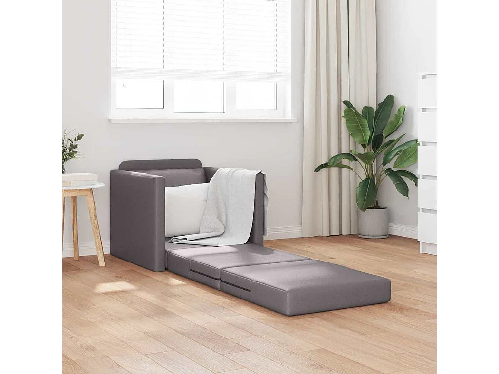 Sofa Lit de Sol avec coussin Gris 74 x 77 x 81 cm Faux cuir