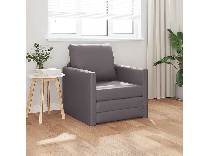 Sofa Lit de Sol avec coussin Gris 74 x 77 x 81 cm Faux cuir