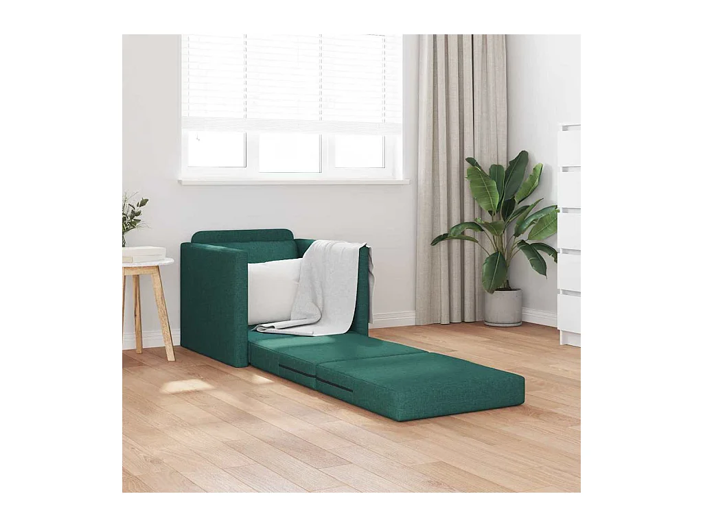 Divano letto con cuscino Tessuto verde scuro 74 x 77 x 81 cm