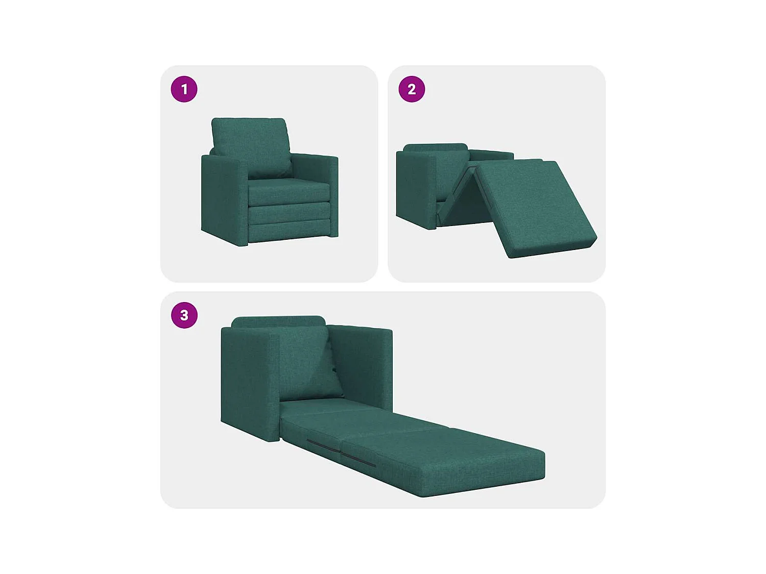 Divano letto con cuscino Tessuto verde scuro 74 x 77 x 81 cm