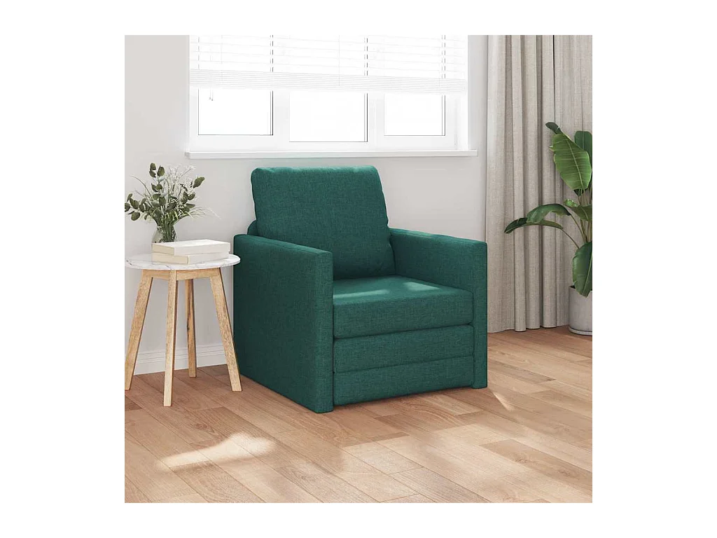 Sofá cama con cojín Tela verde oscuro 74 x 77 x 81 cm