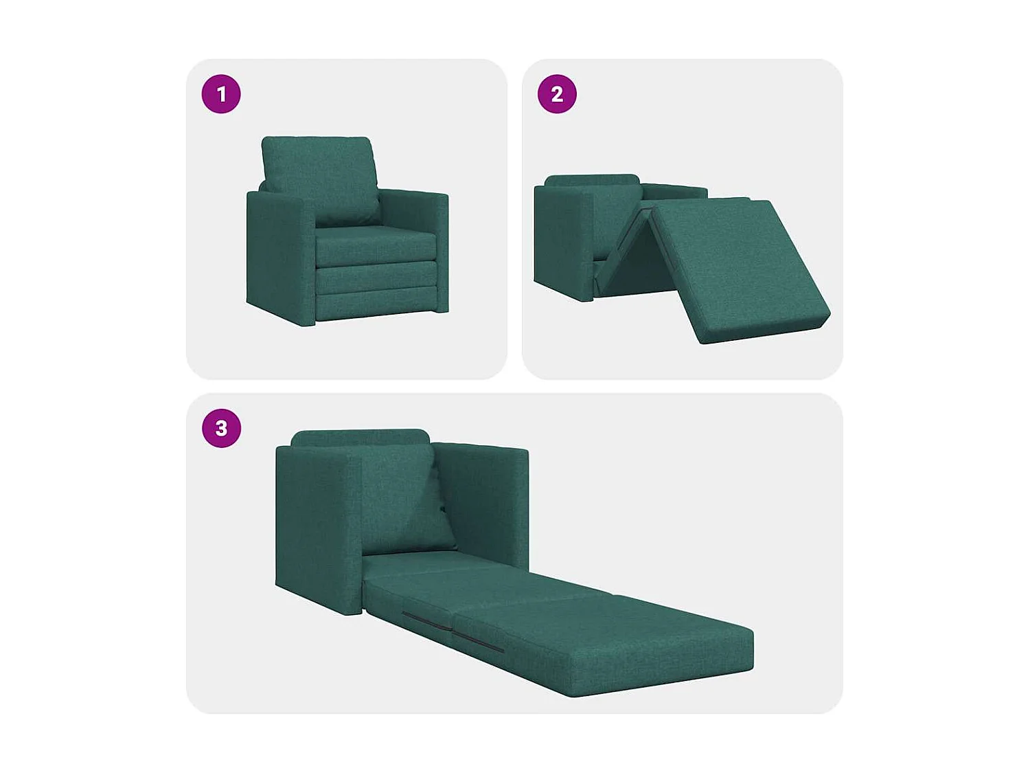 Canapé-lit avec coussin Vert foncé 74 x 77 x 81 cm tissu