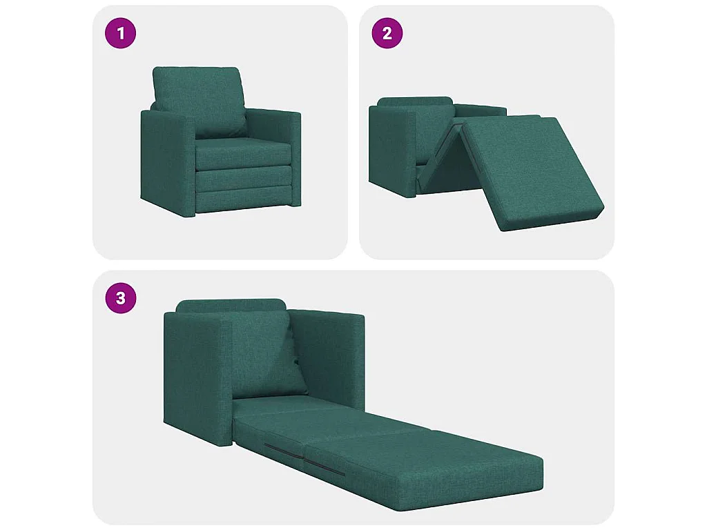 Canapé-lit avec coussin Vert foncé 74 x 77 x 81 cm tissu