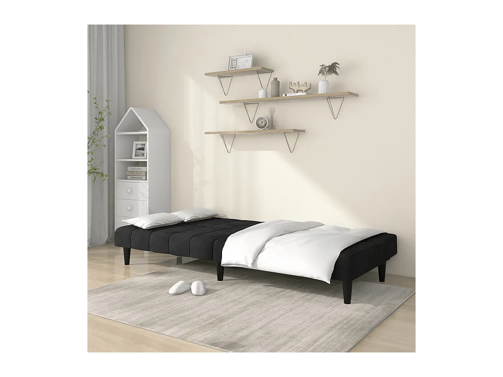 Sofá cama de 2 plazas de terciopelo negro