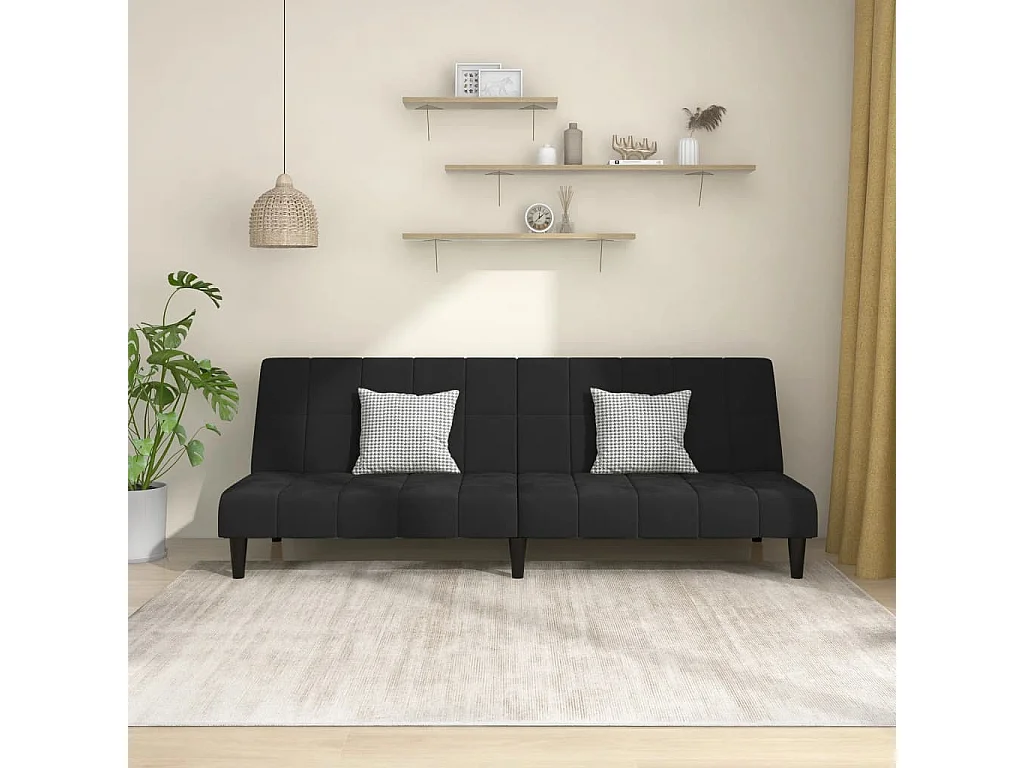 Sofá cama de 2 plazas de terciopelo negro
