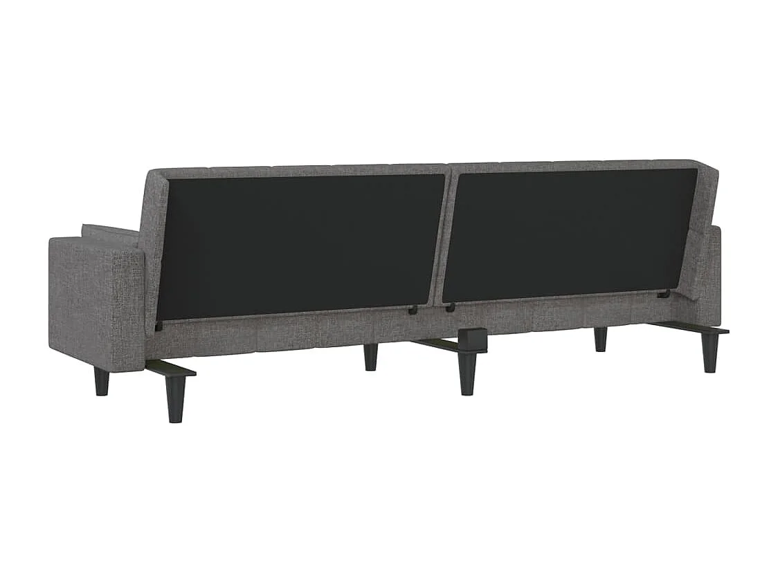 Sofá cama de 2 plazas con dos almohadas de tela gris claro