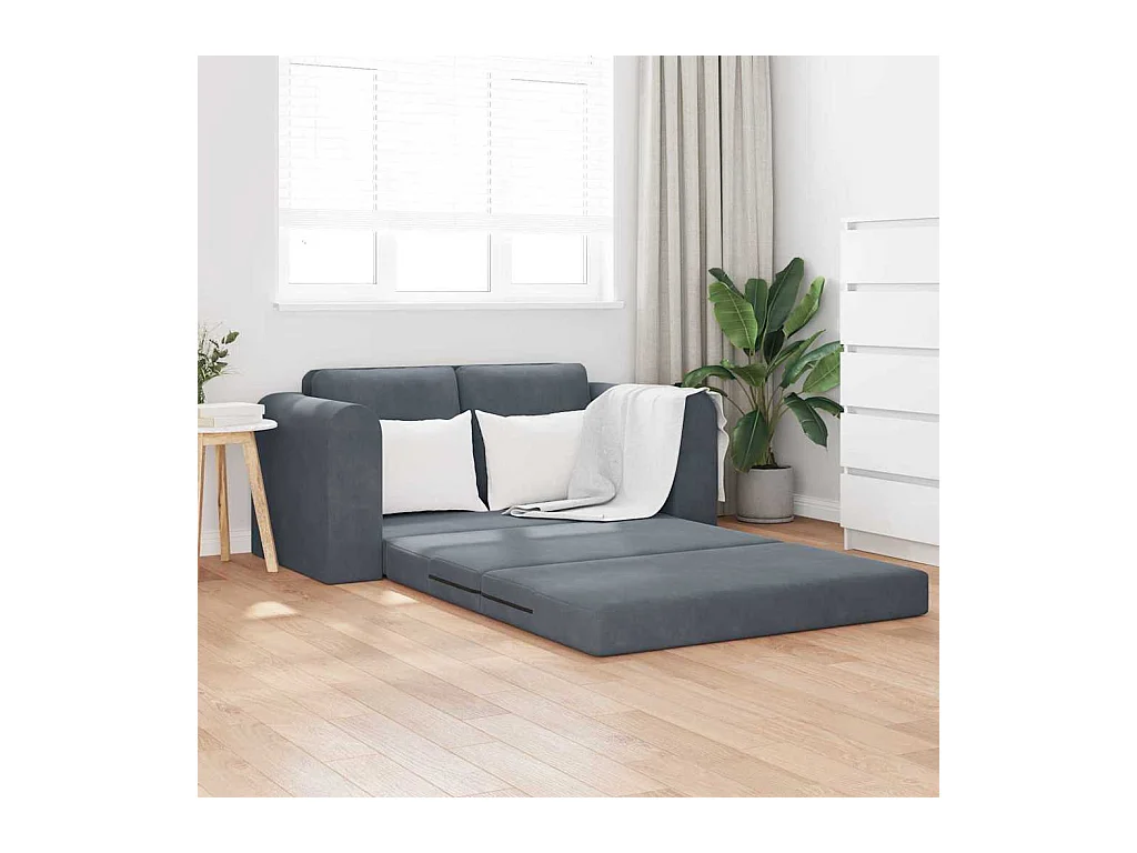 Dunkelgraues Schlafsofa 148 x 71 x 83 cm Samt