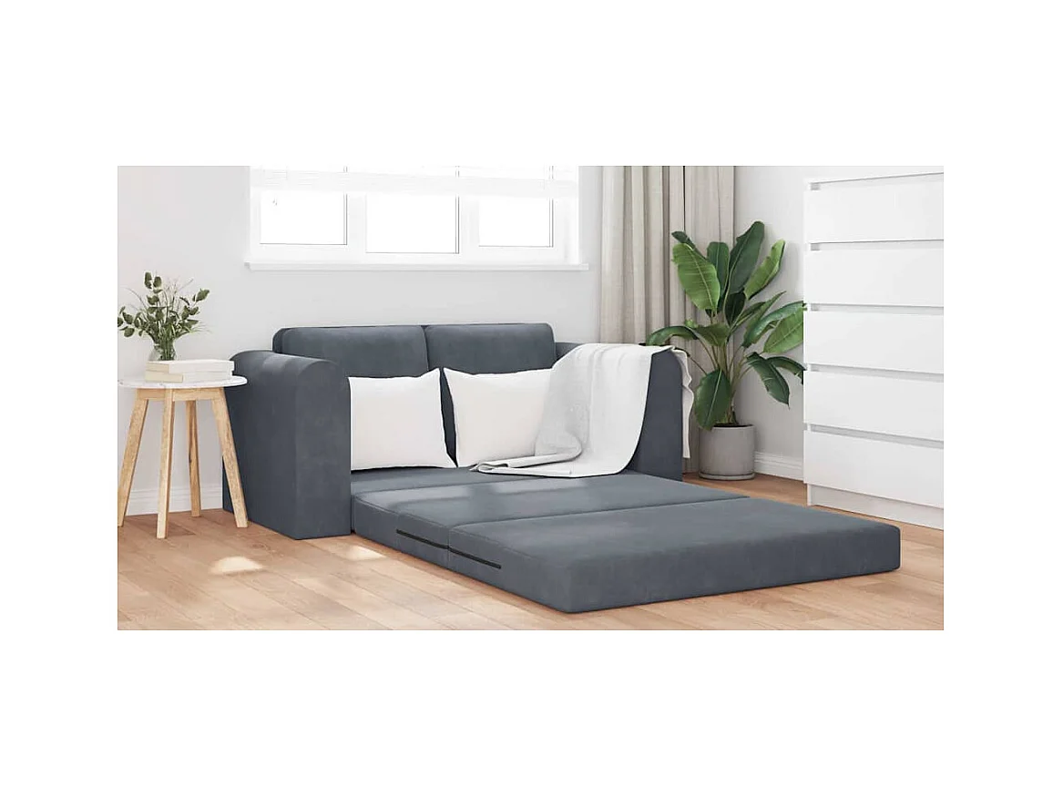 Dunkelgraues Schlafsofa 148 x 71 x 83 cm Samt