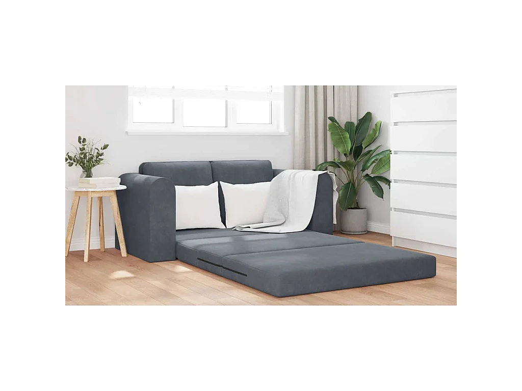 Dunkelgraues Schlafsofa 148 x 71 x 83 cm Samt