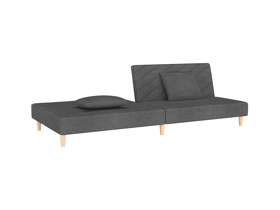 2-zits slaapbank met twee kussens, donkergrijze stof