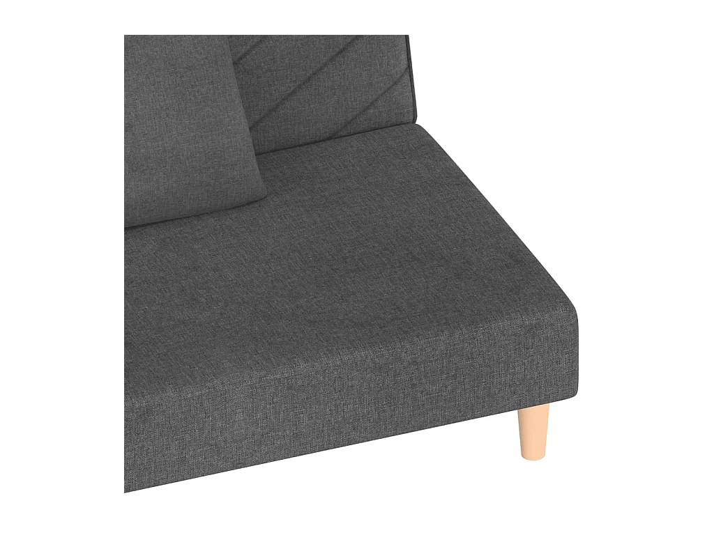 2-zits slaapbank met twee kussens, donkergrijze stof