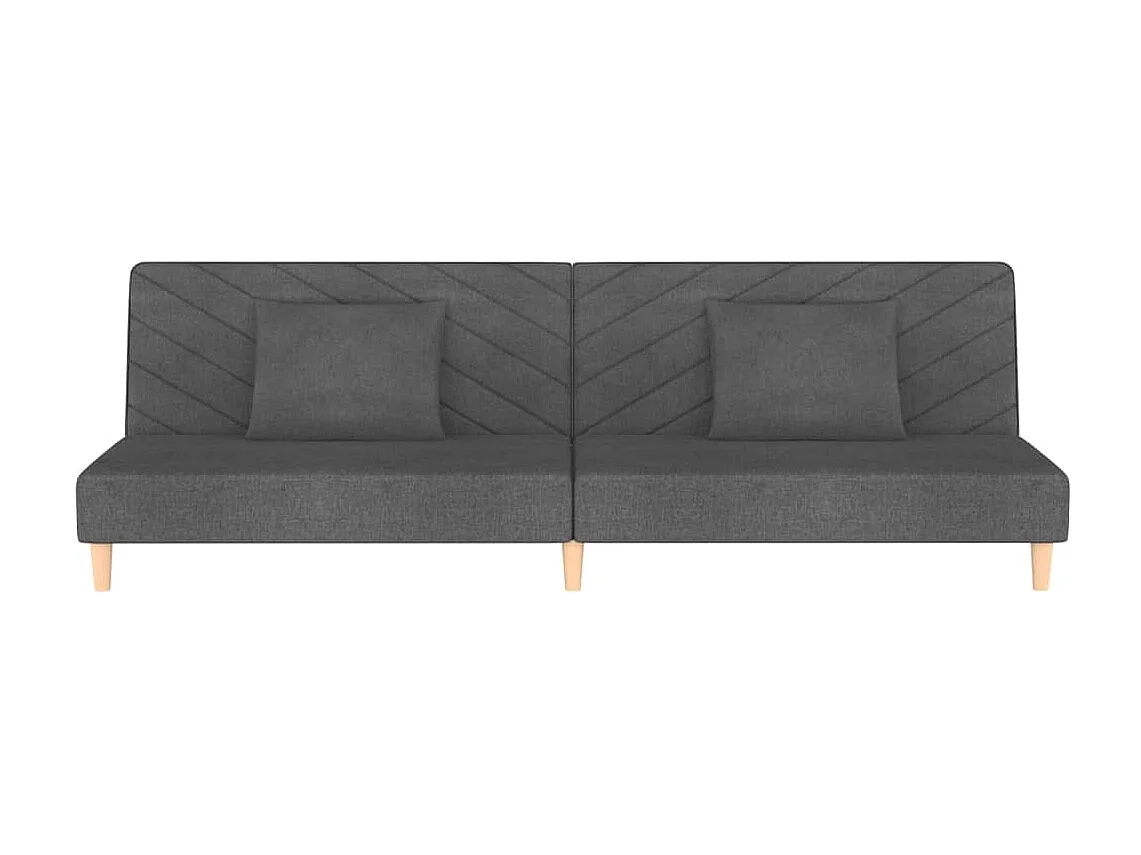 Sofá cama de 2 plazas con dos almohadas en tela gris oscuro