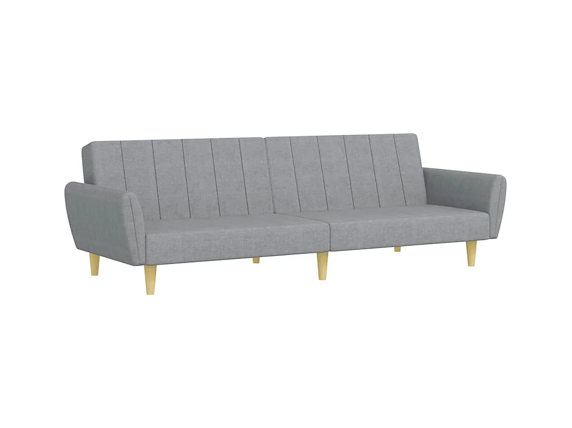 2-zits slaapbank met voetenbank in lichtgrijze stof