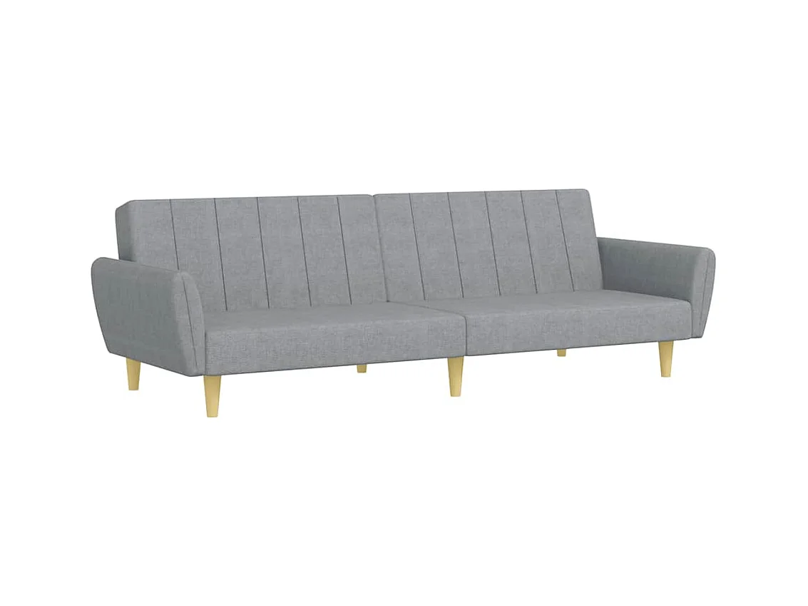 Sofá cama de 2 plazas con reposapiés en tejido gris claro