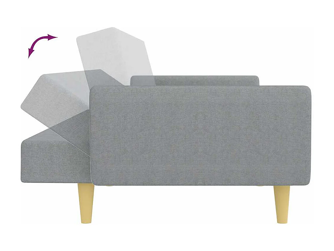 Sofá cama de 2 plazas con reposapiés en tejido gris claro