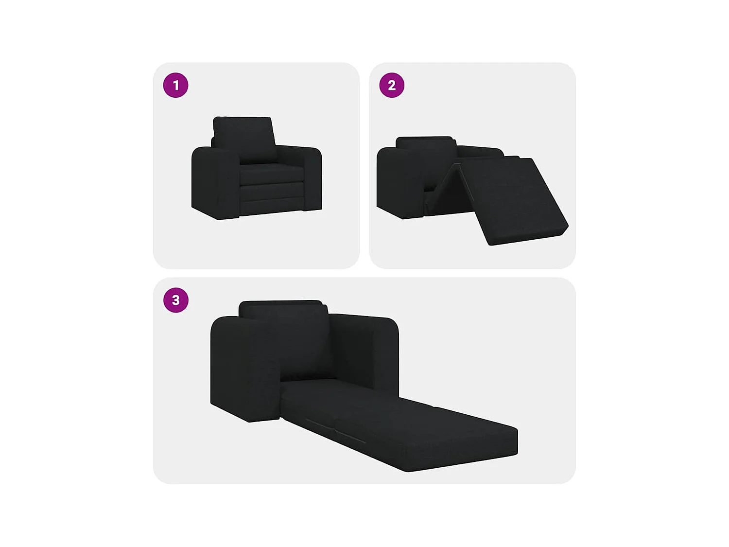 Divano letto nero 98 x 71 x 83 cm tessuto