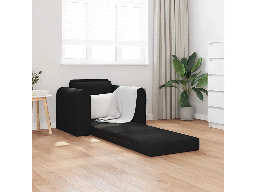 Zwarte slaapbank 98 x 71 x 83 cm stof