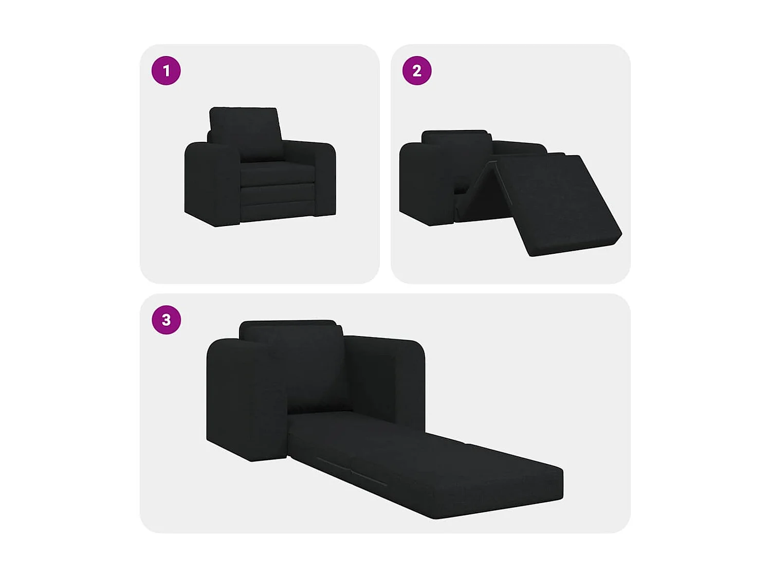 Zwarte slaapbank 98 x 71 x 83 cm stof