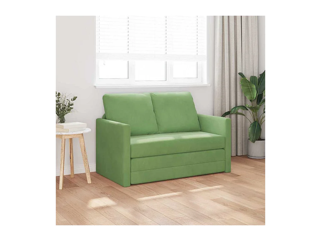 Divano letto con cuscino Verde chiaro 122 x 70 x 60 cm Velluto