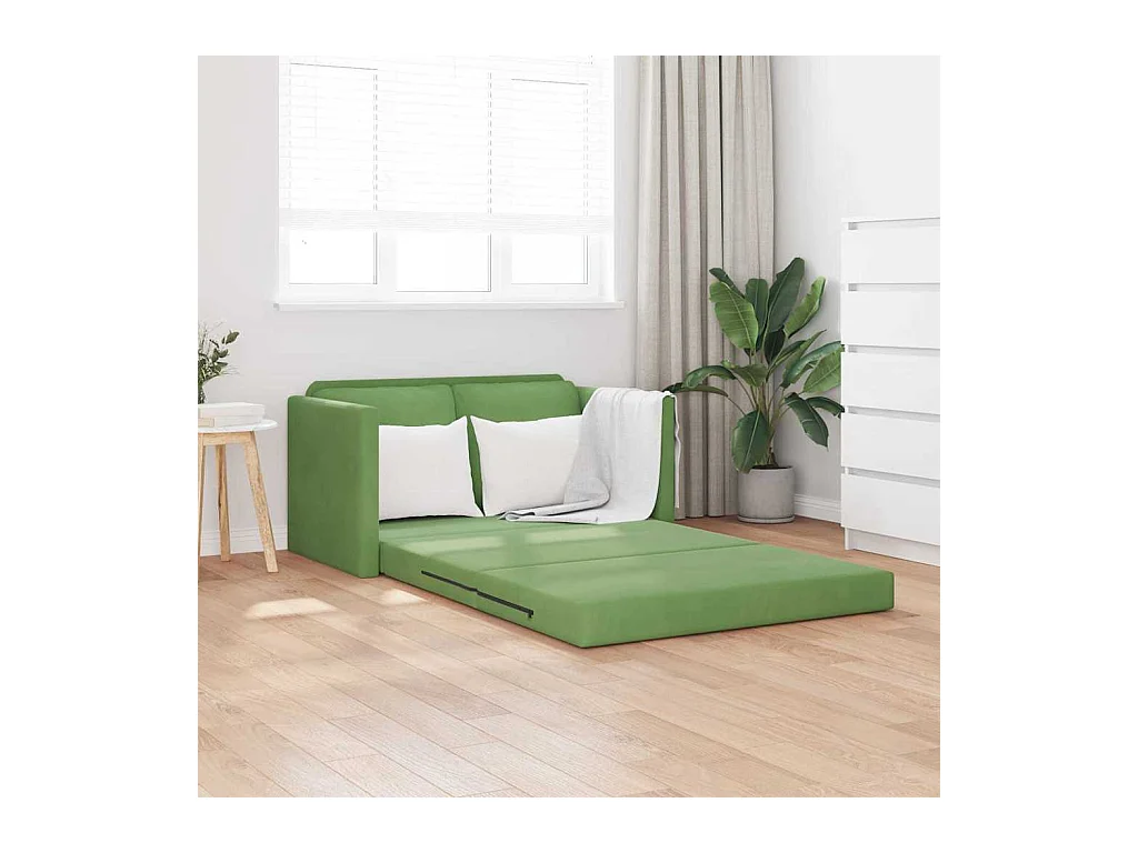Sofá cama con cojín Verde claro 122 x 70 x 60 cm Terciopelo