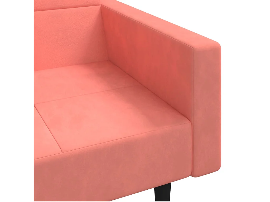Sofá cama de 2 plazas con dos almohadas en terciopelo rosa