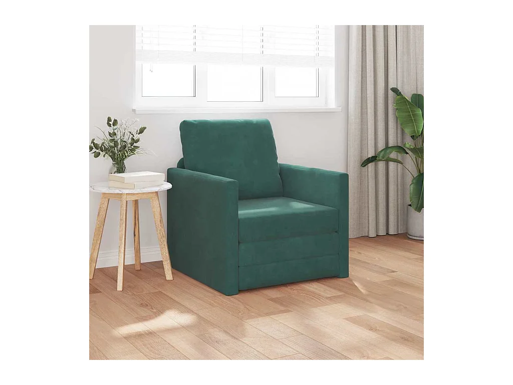 Divano letto con cuscino Verde scuro 74 x 77 x 81 cm Velluto