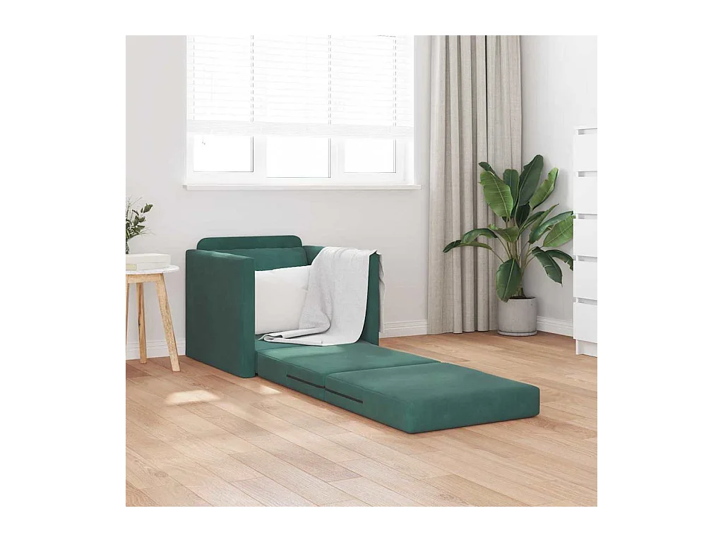 Divano letto con cuscino Verde scuro 74 x 77 x 81 cm Velluto