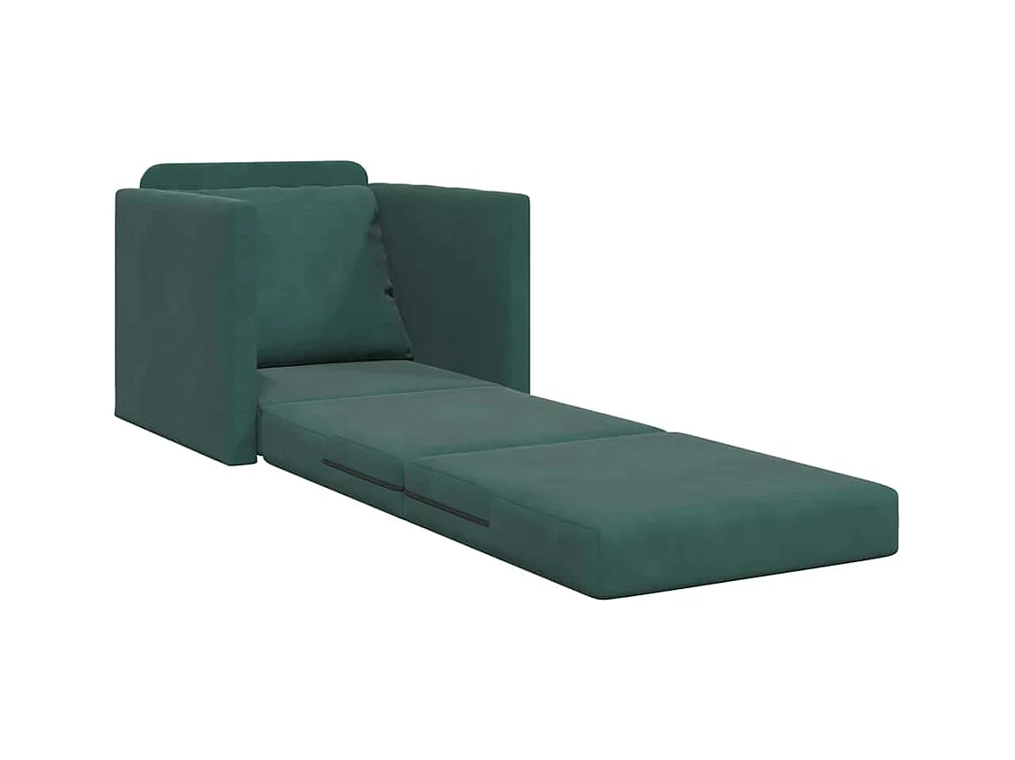 Divano letto con cuscino Verde scuro 74 x 77 x 81 cm Velluto