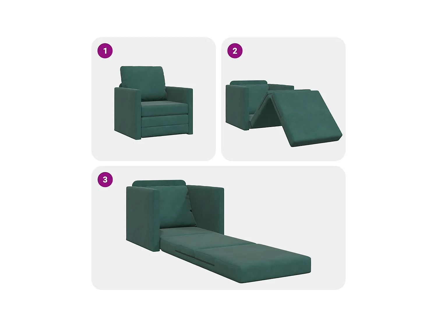 Divano letto con cuscino Verde scuro 74 x 77 x 81 cm Velluto
