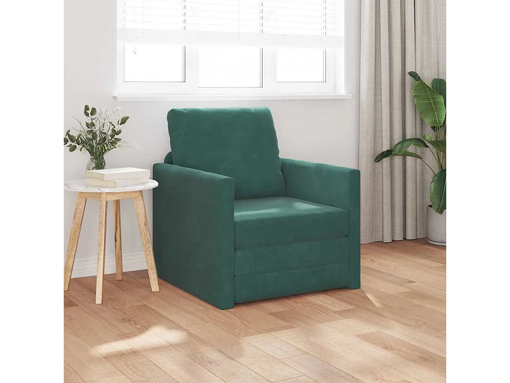 Canapé-lit avec coussin Vert foncé 74 x 77 x 81 cm Velours