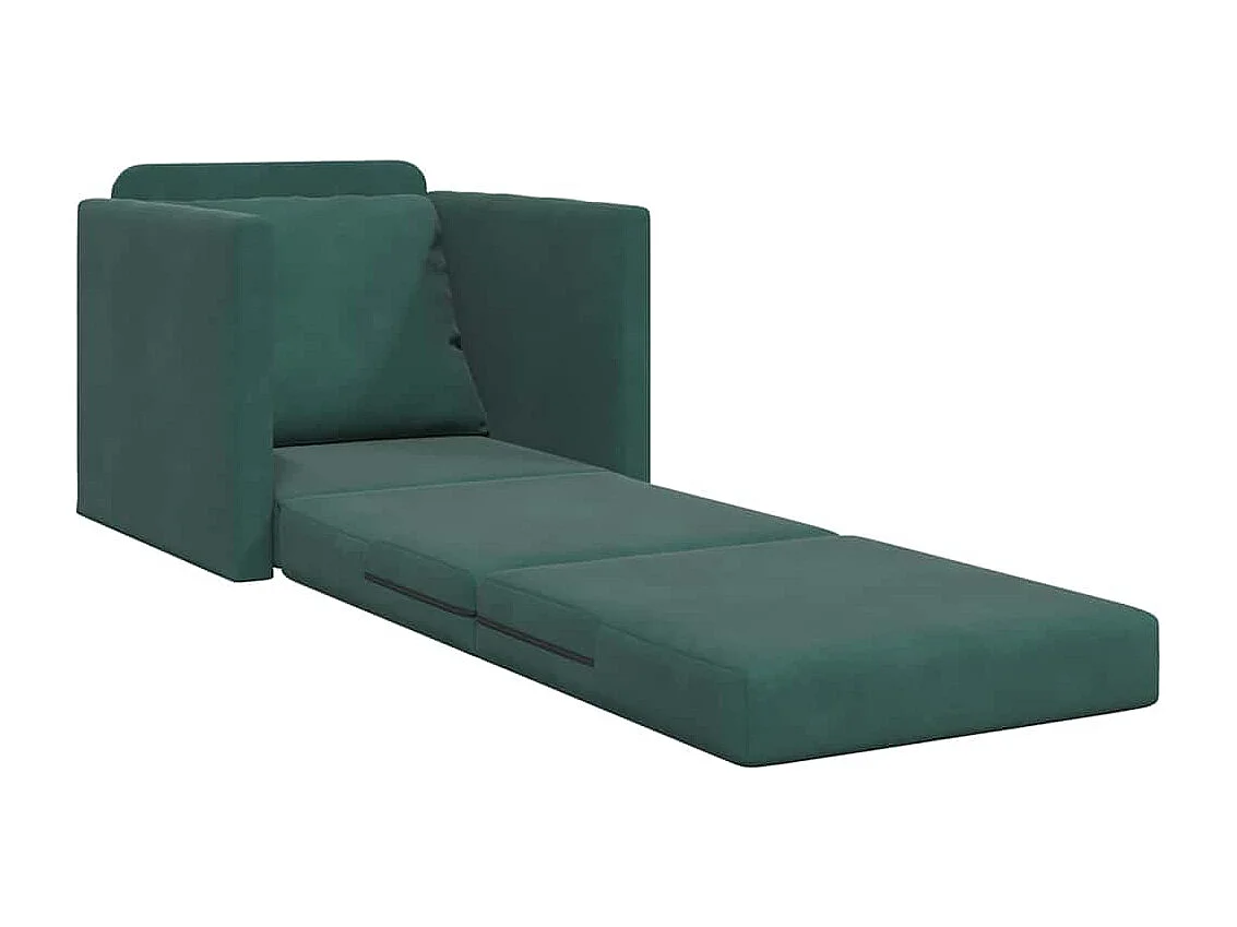 Canapé-lit avec coussin Vert foncé 74 x 77 x 81 cm Velours