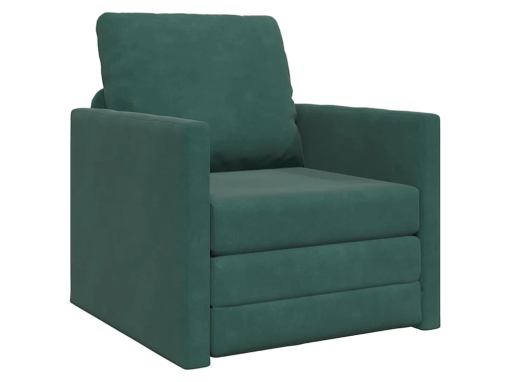 Canapé-lit avec coussin Vert foncé 74 x 77 x 81 cm Velours