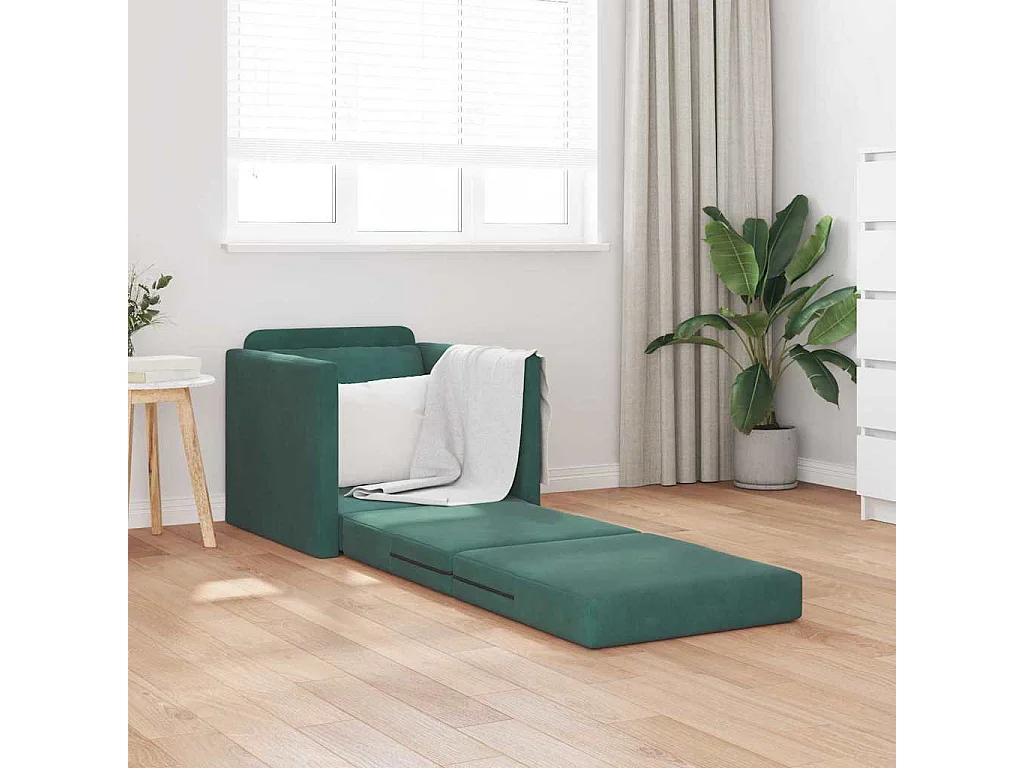 Canapé-lit avec coussin Vert foncé 74 x 77 x 81 cm Velours