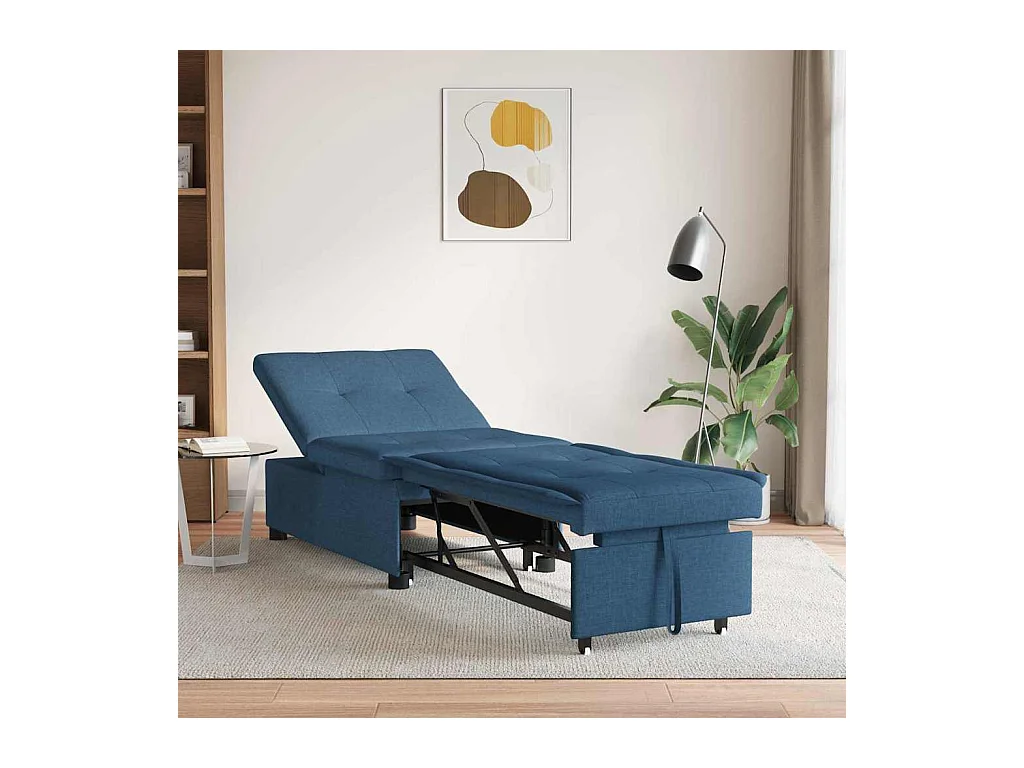 Sofá cama azul 194 x 67 x 37 cm tela