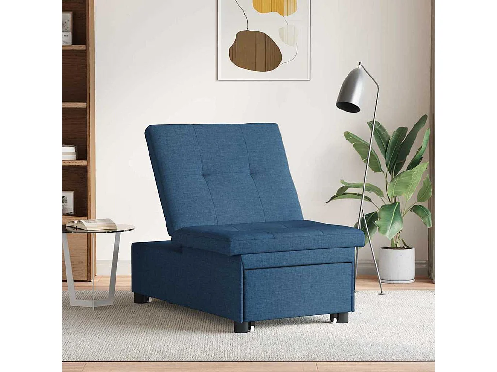 Canapé convertible 2 places en tissu bleu LIT 194x67x37 cm