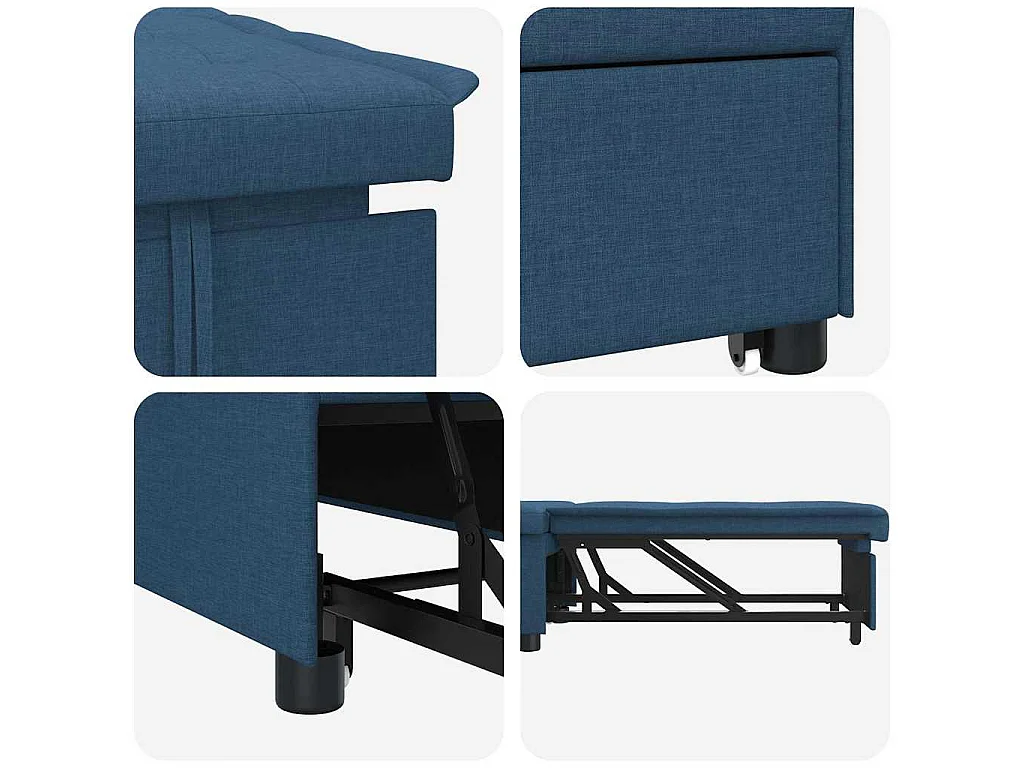 Canapé convertible 2 places en tissu bleu LIT 194x67x37 cm