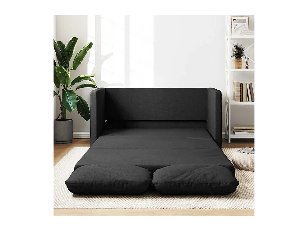 in 1 zwarte slaapbank 112x174x55 cm stof