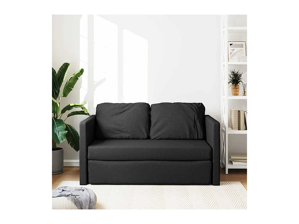 in 1 zwarte slaapbank 112x174x55 cm stof