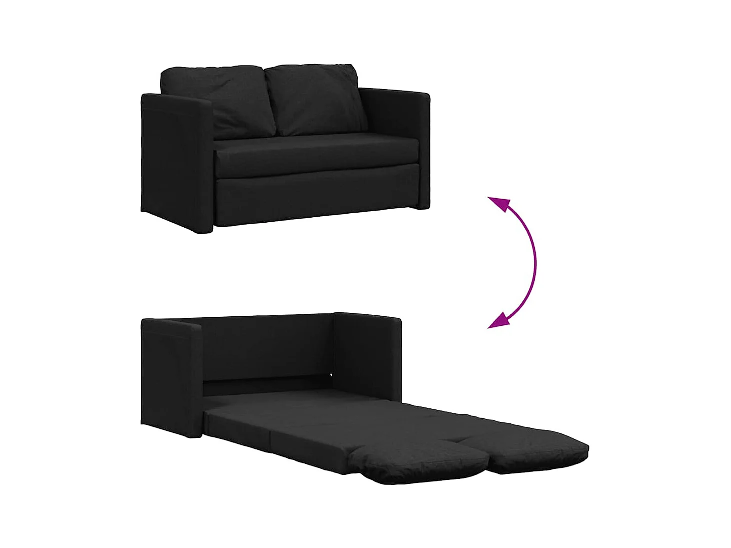 in 1 zwarte slaapbank 112x174x55 cm stof